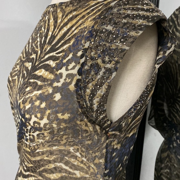 VINTAGE SHEER ONE SLEEVE SIDE-ROUCHING SEXY BATHING SUIT COVER 100% SILK - Picture 10 of 12